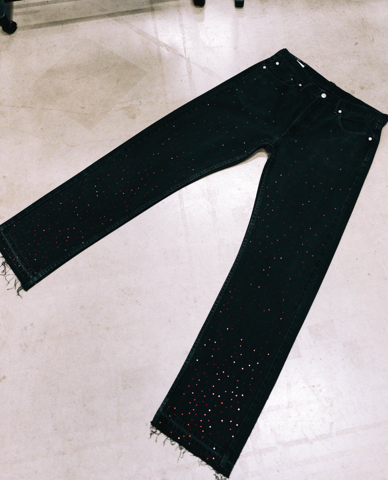 Rhinestone Black denim (red bottom denim)