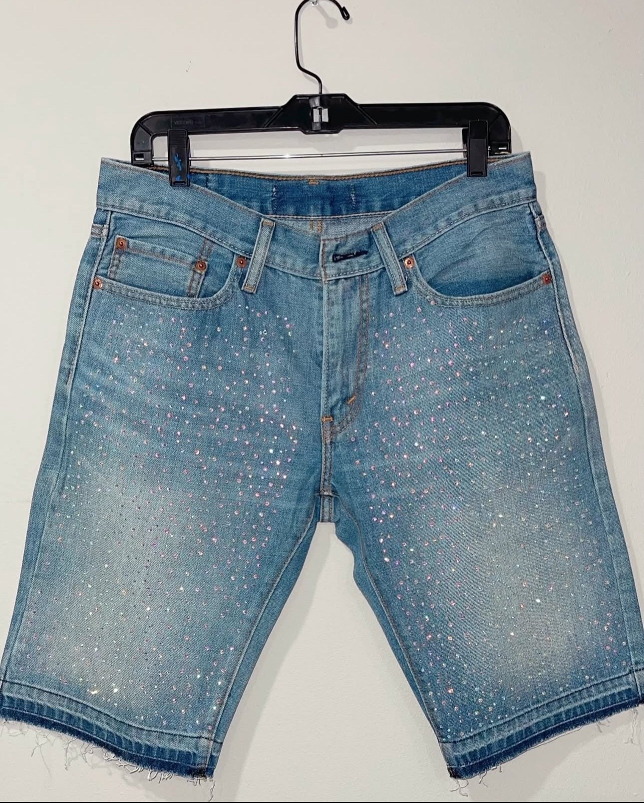 Diamond Blue cutoff jean shorts (white diamond)